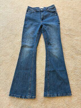 Zara Flare Stretch Women's Blue High Rise Jeans Pants